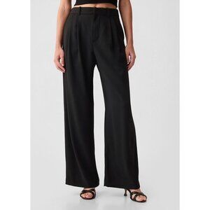 NWT GAP Pleated High Rise Wide Leg Trouser Pants Black Size 10